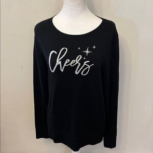 Talbots black lightweight “Cheers” long sleeve sweater Size M EUC